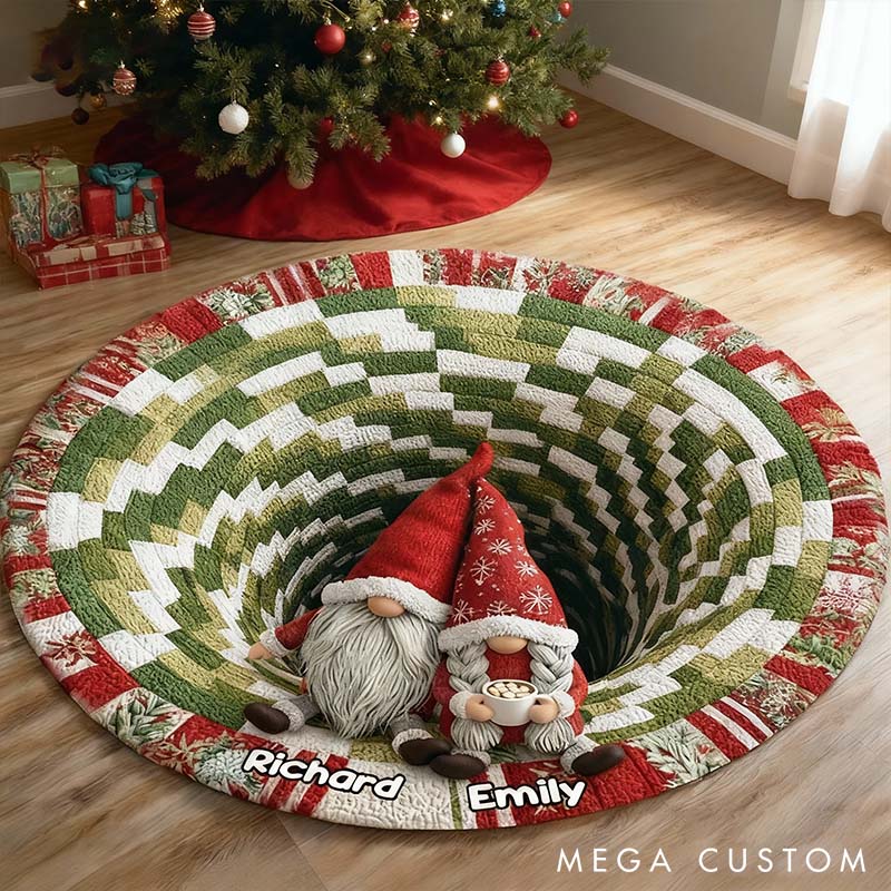 Personalized Gnome Couple Round Mat Gnome Mat with Name for Husband Wife Christmas Gift Rugs for Couple Couple Anniversary Gift
