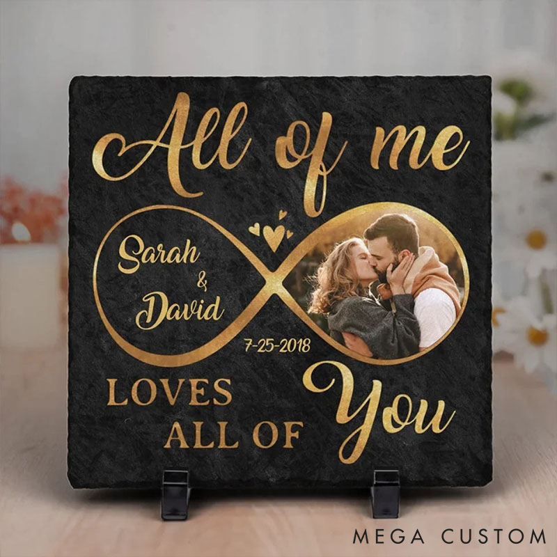 Personalized Couple Photo From Our First Kiss Till Our Last Breath Heart and Square Shaped Stone with Stand First Christmas Gift Valentine's Day Gift