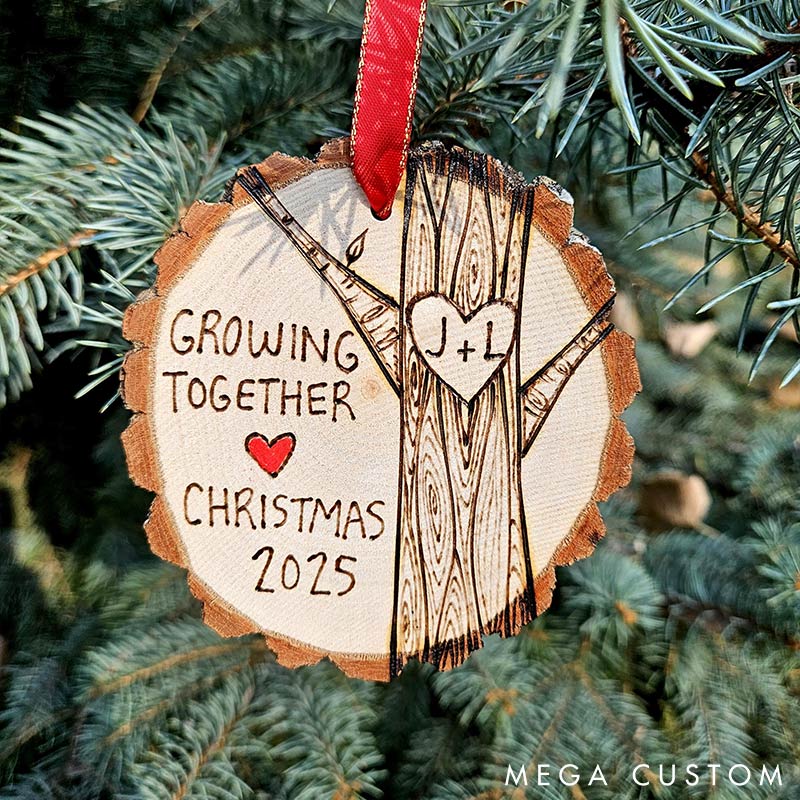 Personalized 5th Anniversary Wooden Ornament Growing Together Wood Anniversary Gift for Couples Husband Wife Christmas Gift for Couple