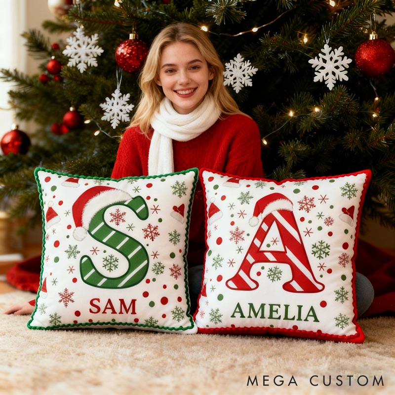 Personalized Christmas Custom Letter Pillow Holiday Gift for Girl Friend for Boy Friend Christmas Gift for Wife Husband Home Pillow for Couple