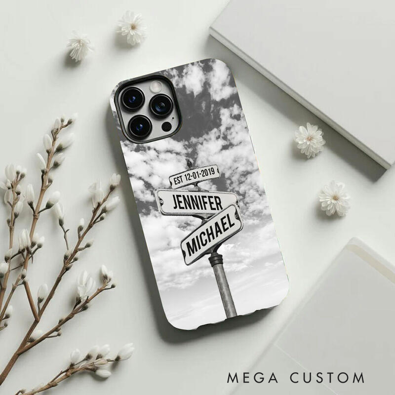 Personalized Street Sign Racing Phone Case Custom Name and Date Gift for Car Lovers and Motorsport Fans