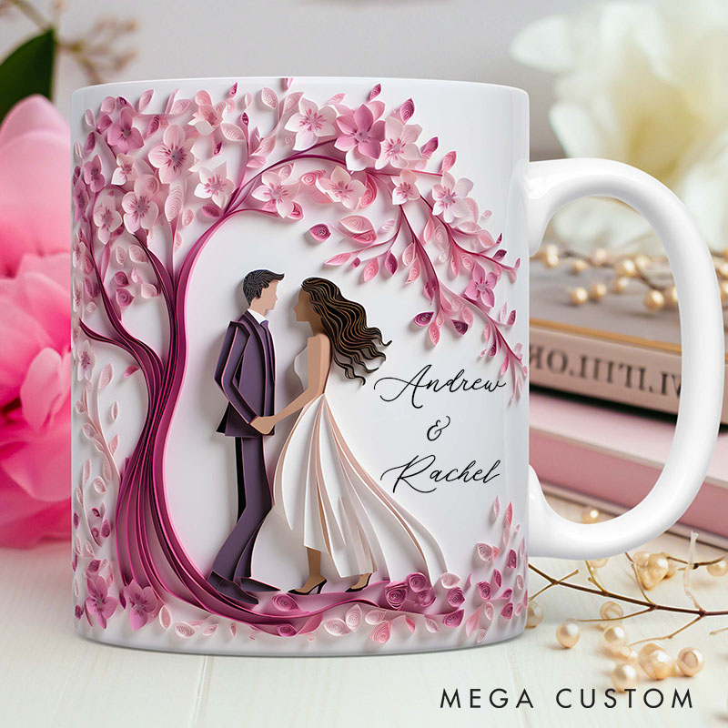 Personalized Wedding Mr. and Mrs. Mug Custom Couple Graphic 3D Print Mug Valentine's Mug Engagement Married Anniversary Mug for Newlyweds