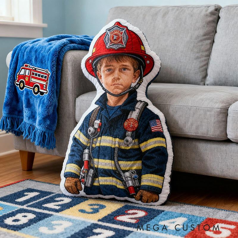 Personalized Firefighter Photo Pillow Personalized Face Shaped Cushion Gift for for Firefighters Graphic 3D Print Pillow 