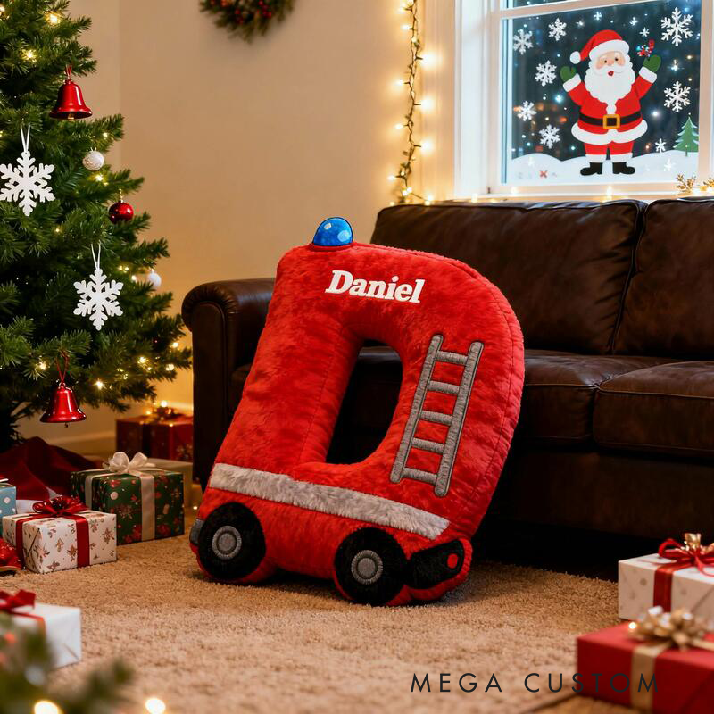 Personalized Fire Truck Letter Pillows Customizable with Names Fun Gifts