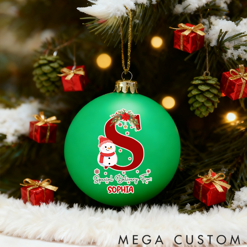 Personalized Christmas Ball Ornament Christmas Snowman Flower Pattern Letter Design