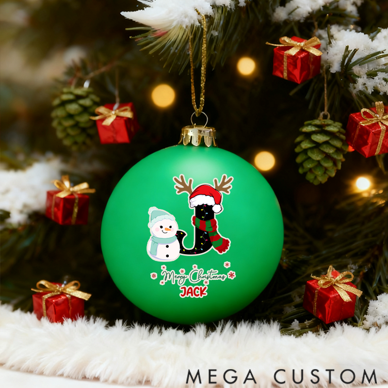 Personalized Christmas Ball Ornament Christmas Snowman Pattern Letter Design