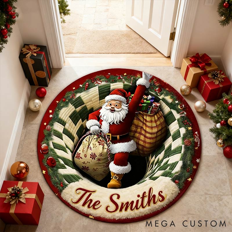 Personalized Christmas 3D Printing Santa Rugs with Name Home Decoration for Husband Wife Christmas Gift for Couple Couple Holiday Gift