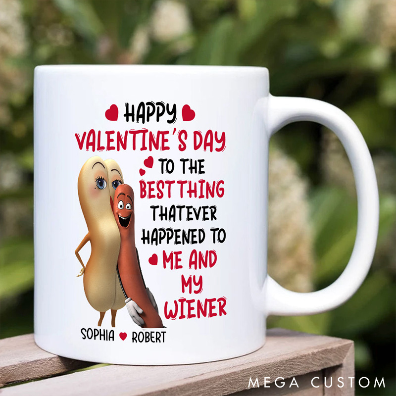 Personalized Happy Valentine’s Day To Me and My Wiener Custom Couple Coffee Mug Funny Anniversary Gift for Couple