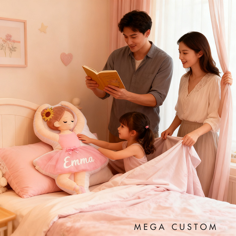 Personalized Graphic 3D Print Ballet Dancers Girls Pillow with Your Name Soft Stuffed Toy for Kids Unique Decorative Cushion for Girls' Room