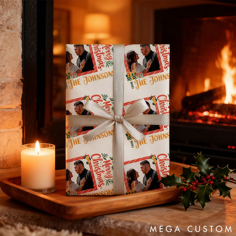 Personalized Funny Christmas Face Photo Cutout Wrapping Paper Unique Photo Gift Xmas Wrap Paper Best Xmas Gift for Boyfriend Girlfriend