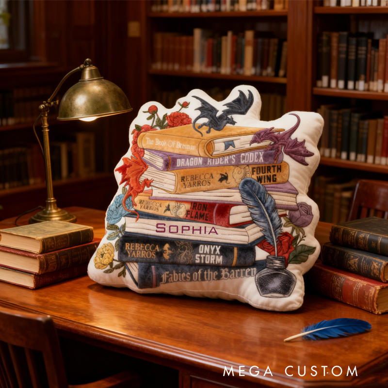 Personalized Gorgeous Dragon Throw Pillow Fantasy Book Pillow with Name Bookish Pillow for Kids Boys Girls Book Lover Christmas Gift