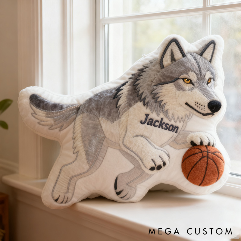 Personalized Wolf Pillow with Custom Name Design