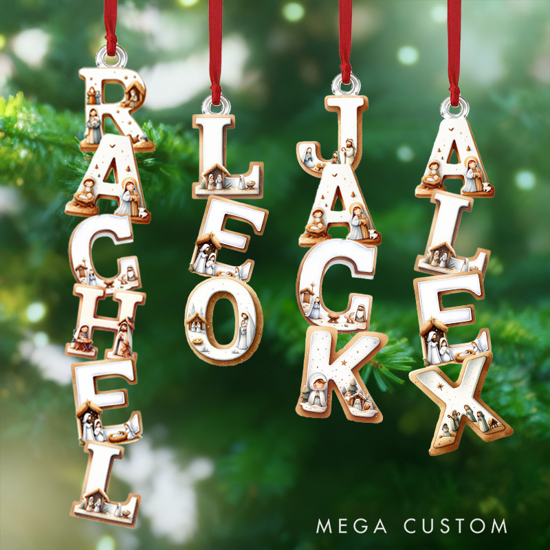 Personalized Nativity Scene Acrylic Christmas Ornament with Custom Name Religious Gift Christmas Tree Decor Christian Gift