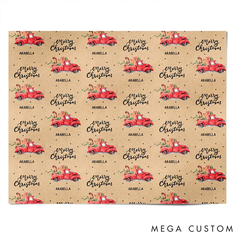 Personalized Christmas Truck Wrapping Paper Custom Christmas Gift Wrap for Her Him Xmas Decor