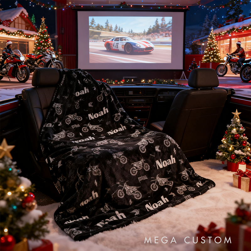 Personalized Motocross Dirt Bike Blanket Custom Name Racing Blanket Cool Sports Themed Throw