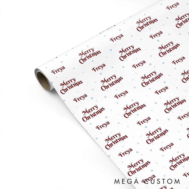 Personalized Classic Red Merry Christmas Wrapping Paper Custom Name Christmas Wrapping Paper Holiday Gift Wrap for Girlfriend Wife Boyfriend Husband