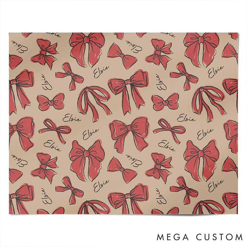 Personalized Bow Christmas Wrapping Paper Custom Christmas Bow Wrapping Paper for Him Her Christmas Decor Wrap for Boyfriend Girlfriend