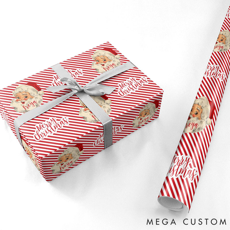 Personalised Vintage Santa Wrapping Paper Vintage Santa Christmas Wrapping Paper Xmas Gift Wrap for Her Him