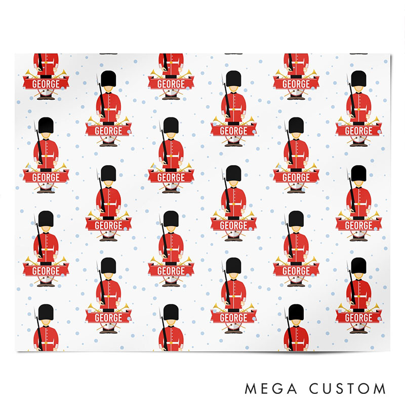 Personalized British Guards Christmas Wrapping Paper Custom Couple Christmas Wrapping Paper Holiday Gift Wrap for Girlfriend Wife Boyfriend Husband