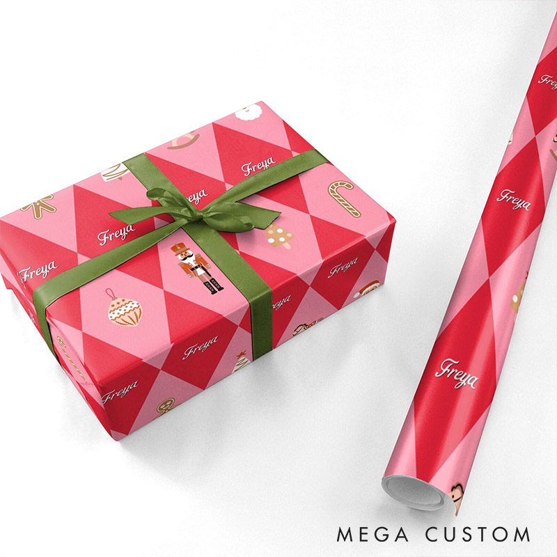 Personalized Harlequin Christmas Wrapping Paper Custom Couple Christmas Wrapping Paper Holiday Gift Wrap for Girlfriend Wife Boyfriend Husband