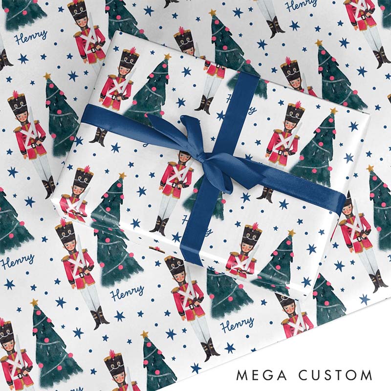 Personalized Nutcracker Christmas Wrapping Paper Custom Name Christmas Wrapping Paper Holiday Gift Wrap for Girlfriend Wife Boyfriend Husband