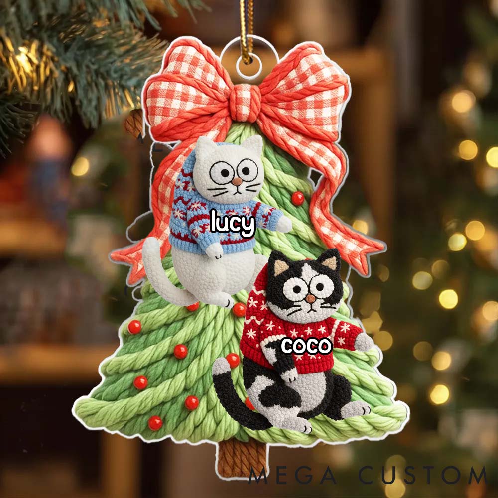 Personalized Cat Lover Cat Hanging on Christmas Tree Christmas Ornament