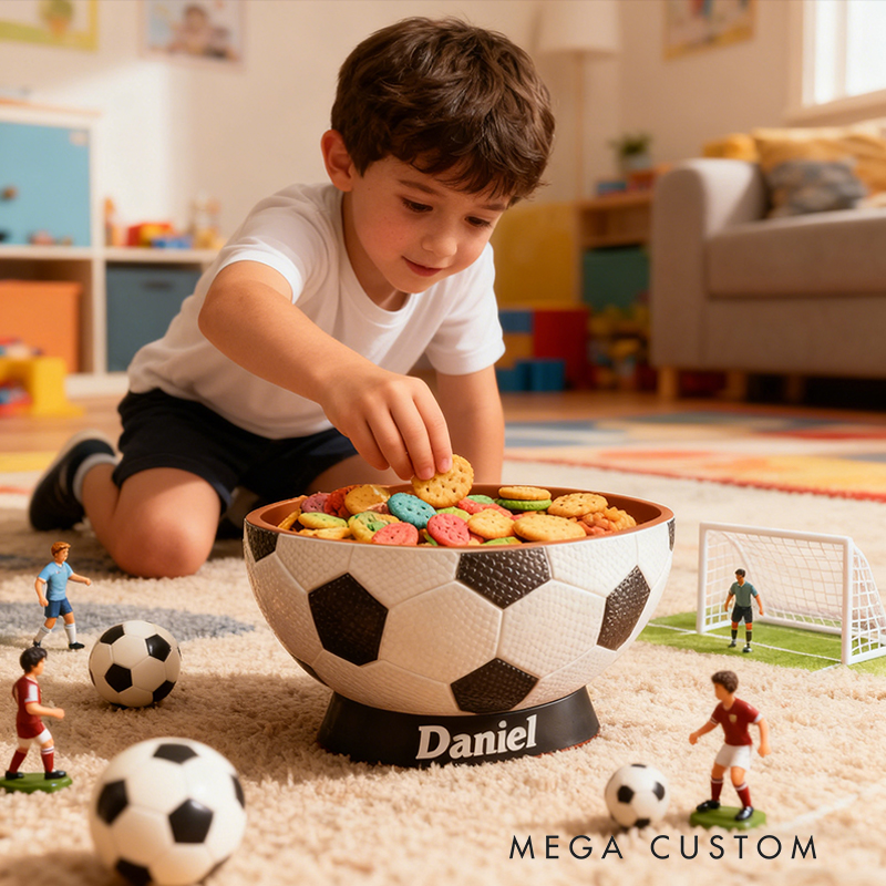 Personalized Soccer Snack Bowl - Custom Name Football Shaped Snack Holder for Game Day, Tailgating & Sports Fans