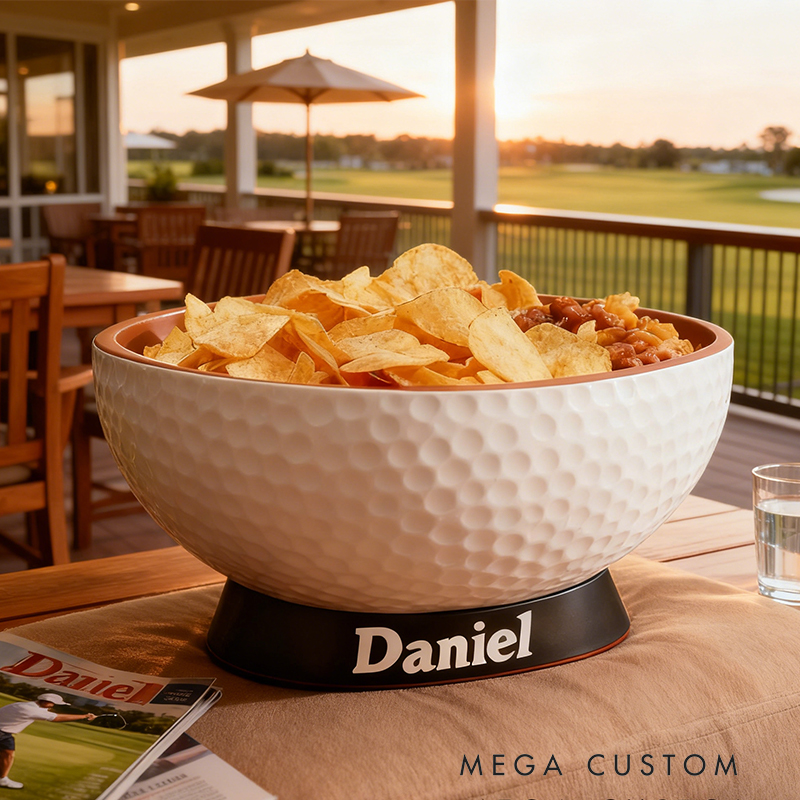 Personalized Golf Snack Bowl - Custom Name Golf Shaped Snack Holder for Game Day, Tailgating & Sports Fans