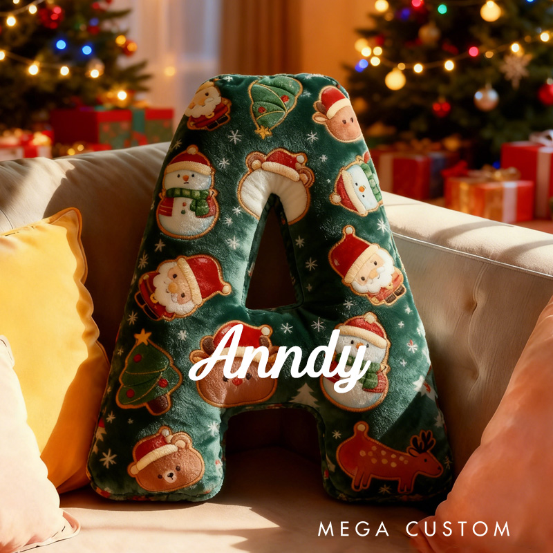 Personalized Christmas Cookie Alphabet Throw Pillow Cookie Letter Pillow with Name for Kids Girl Boy Baker Christmas Gifts Loving Room Decor