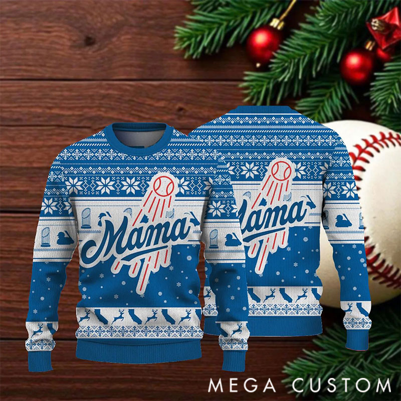 Personalized Baseball Family Ugly Christmas Sweater Champion 2025  Custom Name Sweater  Baseball Mama & Daddy Sweater