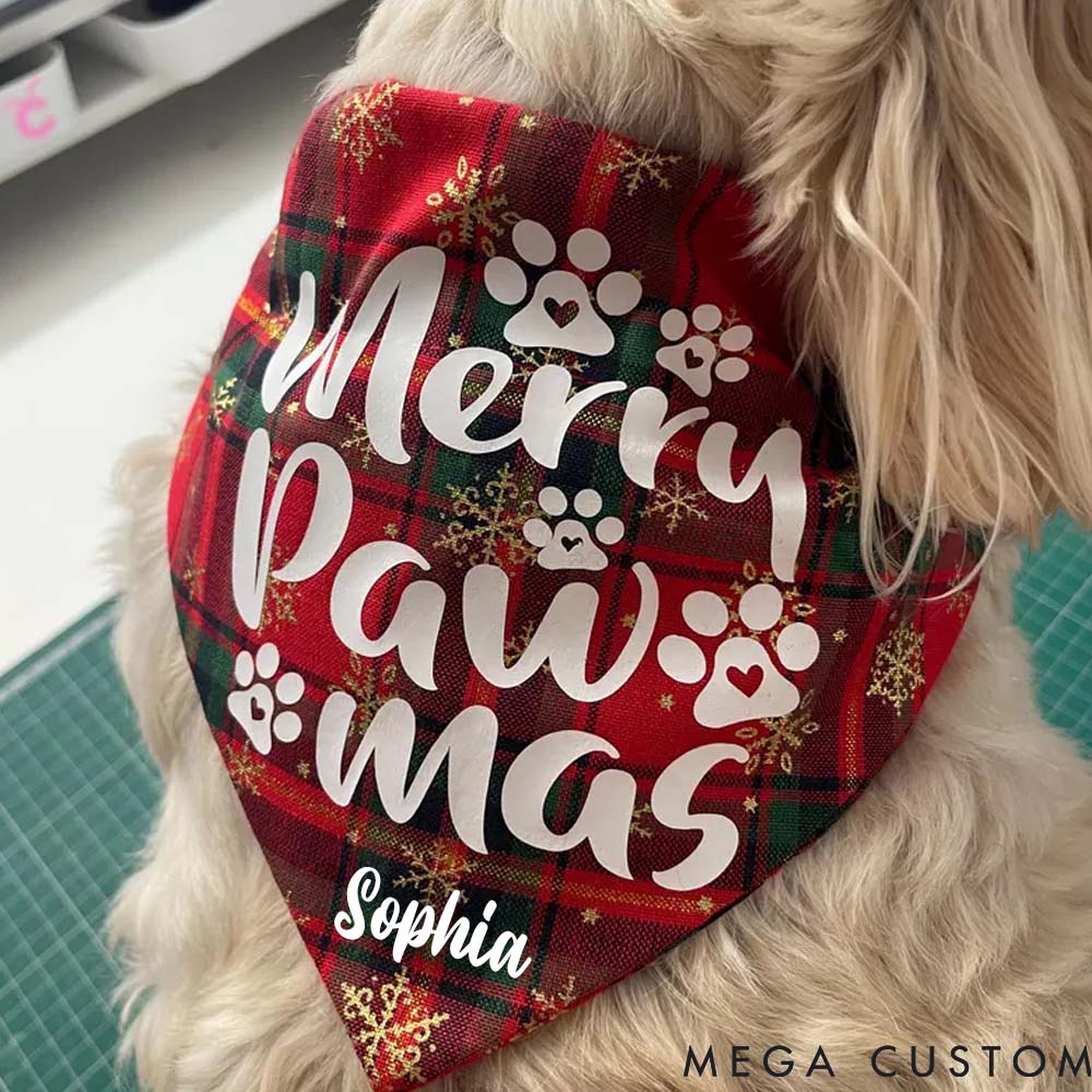 Personalized Dog Lover Christmas Tartan Dog Bandana