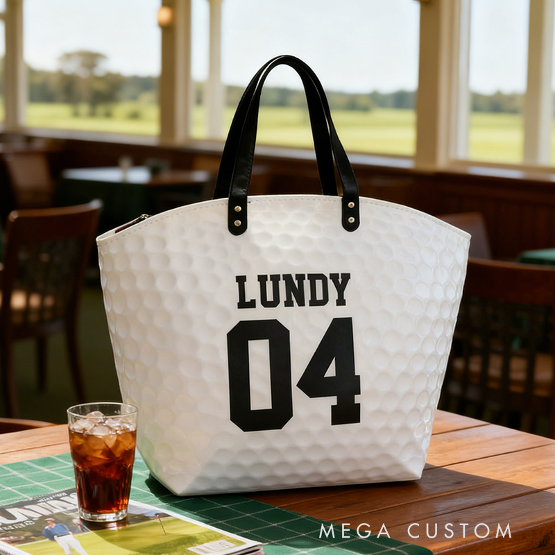 Personalized Golf Ball Texture Tote Bag -  Design, Stylish & Functional for Golf Enthusiasts Custom Name & Number