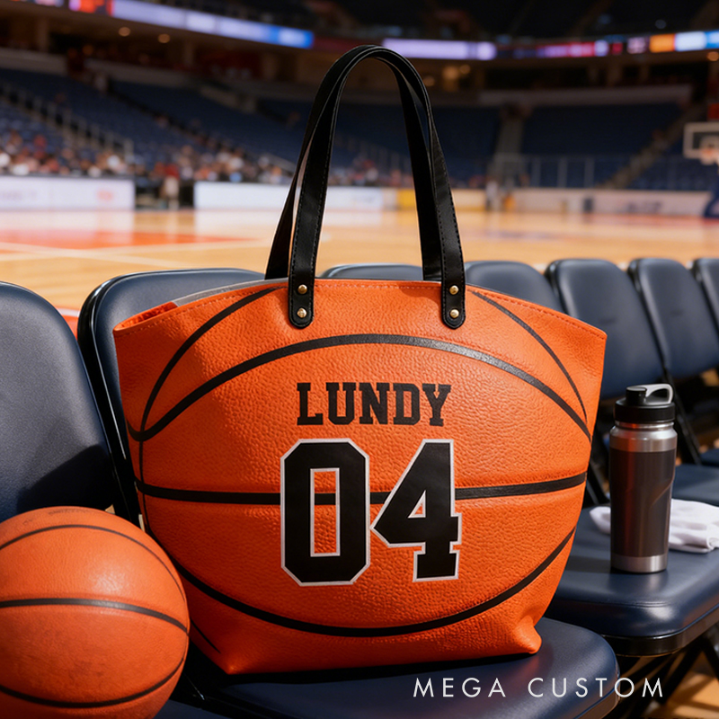 Personalized Basketball Texture Tote Bag Design, Stylish & Functional for Basketball Enthusiasts Custom Name & Number