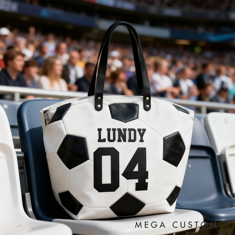 Personalized Soccer Texture Tote Bag Design, Stylish & Functional for Soccer Enthusiasts Custom Name & Number