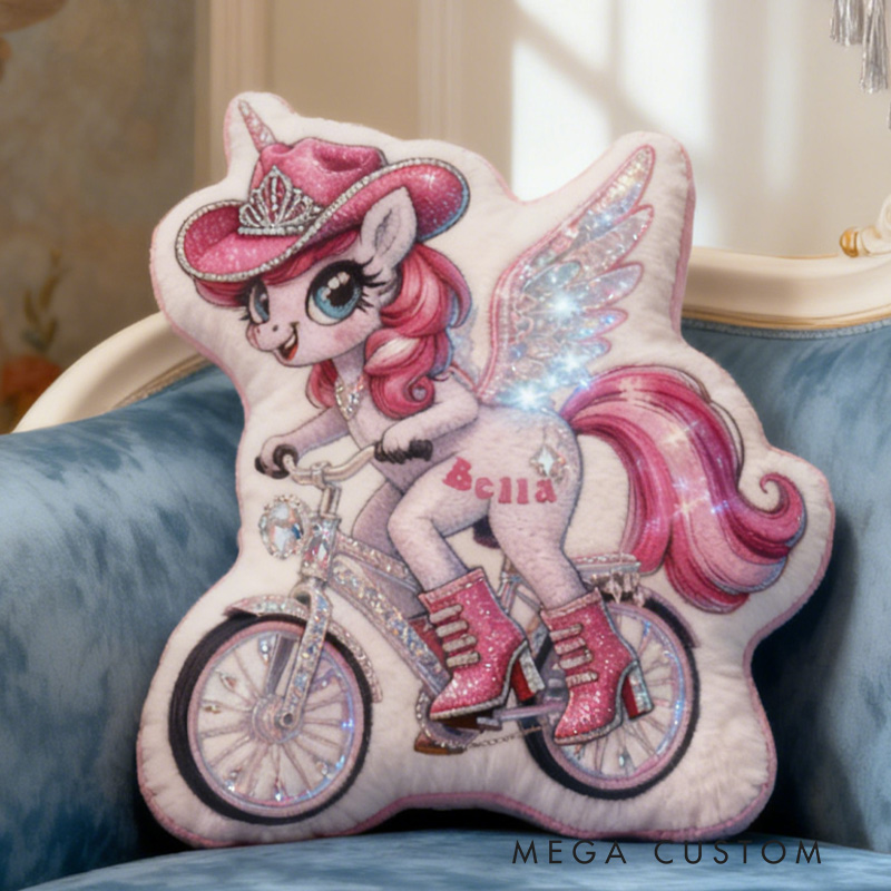 Personalized Pink Princess Pillow Cozy Dreaming Diamond Princess Graphic 3D Print Pillow Name Pillow Comfortable Travel Cushion for Kids Girls Riding Lovers