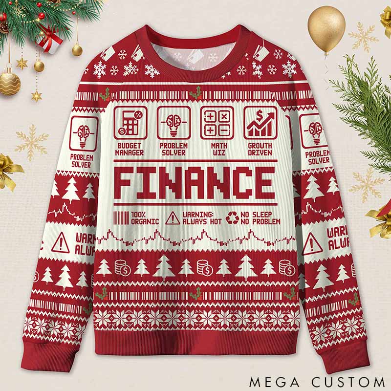 Personalized Funny Accounting Finance Ugly Christmas Sweater Gift for Accounting Finance Professionals