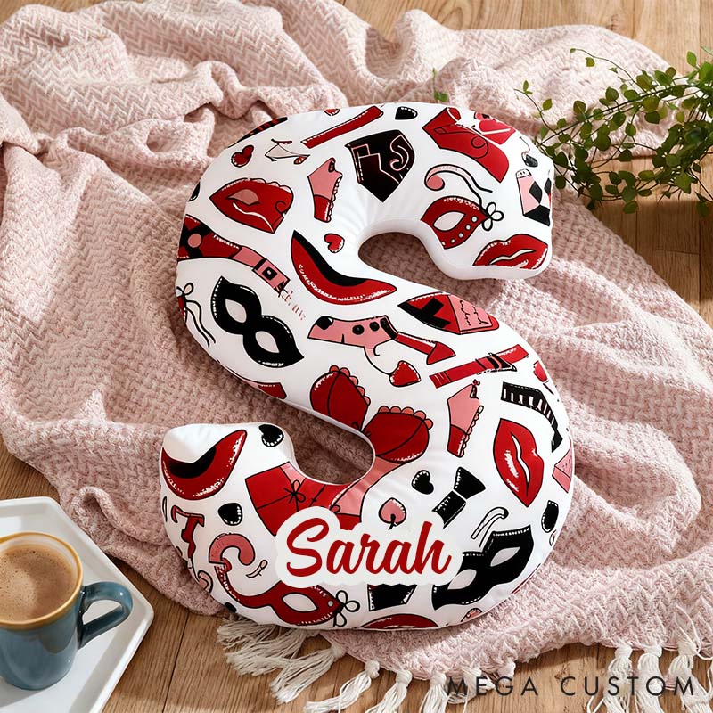 Personalized Fashion-Themed Letter Pillow for Girlfriend Valentine's Day Throw Pillow for Her Couple Date Night Themed Pillow