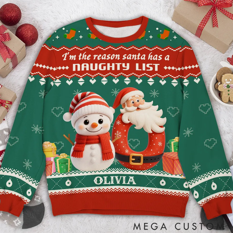 Personalized Custom All-Over-Print Little One in the Snow Ugly Sweater Gift for Family Members