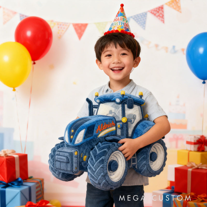 Personalized Tractors Letter Pillow with Custom Name Kids Room Decor Gift for Boys Christmas Gift 3D Print