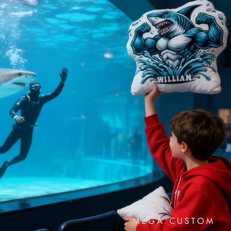 Personalized Muscle Shark Throw Pillow Graphic 3D Print Trainer Fitness Planner Decoration Letter Pillow Exercise Sport Gym Sublimation Design Lift Heavy Shit Gym Rat Weightlifting Pillow for Kids Gym Lovers