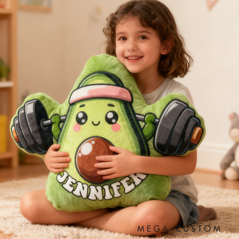 Personalized Avocado Weightlifting Throw Pillow Graphic 3D Print Trainer Fitness Planner Decoration Letter Pillow Exercise Sport Gym Sublimation Design Lift Heavy Shit Gym Rat Weightlifting Pillow for Kids Gym Lovers