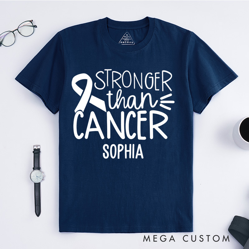 Personalized Stronger Than Cancer Awareness Inspirational Design T-shirt Motivational Gift