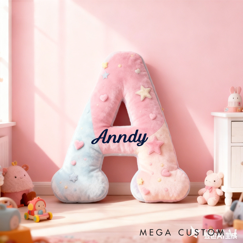 Personalized Pink Macaron Alphabet Throw Pillow Cute Dessert Letter Pillow with Name for Kids Girl Boy Baker Christmas Gifts Loving Room Decor