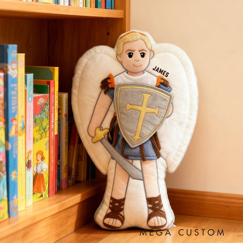 Personalized Saint Michael Pillow with Custom Name Graphic 3D Print Pillow Religious Home Decor Birthay Gift for Boys