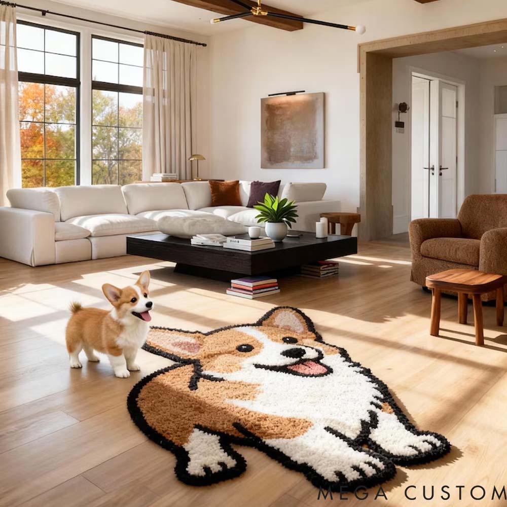 Personalized Pet Lover Cute Featuring Pet Portraits Shaped Rugs