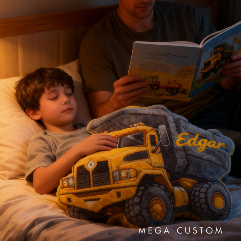 Personalized Truck Pillow with Custom Name Kids Room Decor Gift for Boys Christmas Gift 3D Print