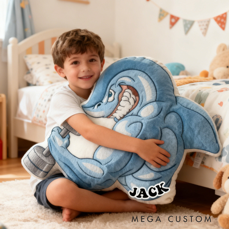 Personalized Workout Shark Pillow Graphic 3D Print Trainer Fitness Planner Decoration Letter Pillow Exercise Sport Gym Sublimation Design Lift Heavy Shit Gym Rat Weightlifting Pillow for Kids Gym Lovers