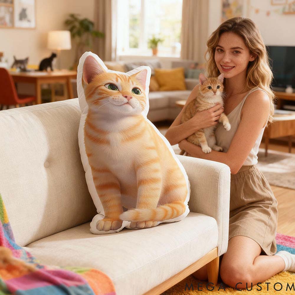 Personalized Pet Lover Cartoon Pet Photo Pillow Graphic 3D Print Pillow