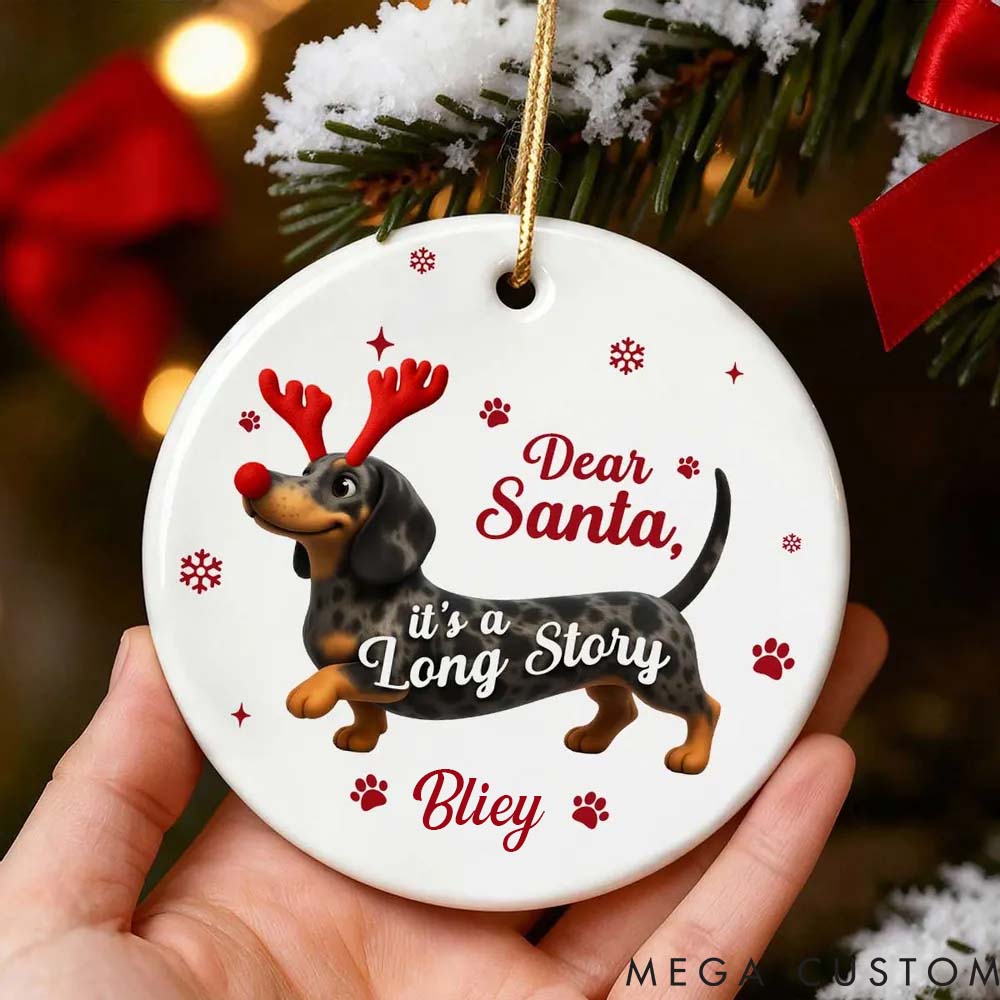 Personalized Dog Lover Funny Christmas Dachshund Ornament