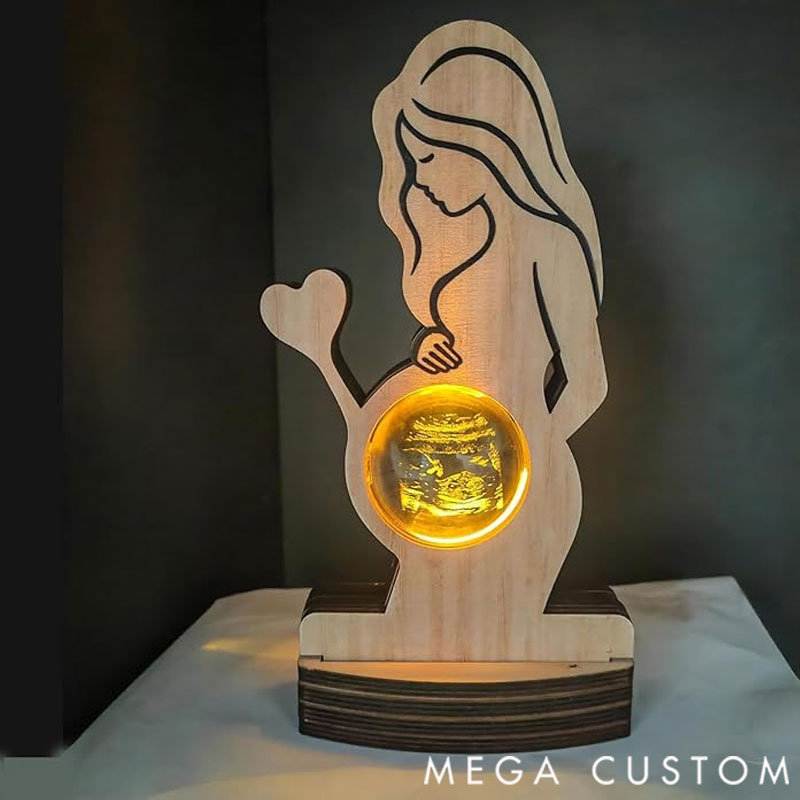 Personalized Baby Ultrasound Photo Frame Sign,Customized B-ultrasound Photo 3d Crystal Ball Light,Pregnant Wife Gifts From Husband,Expecting Mom Gift For Pregnant Friend,Baby Shower Memorial